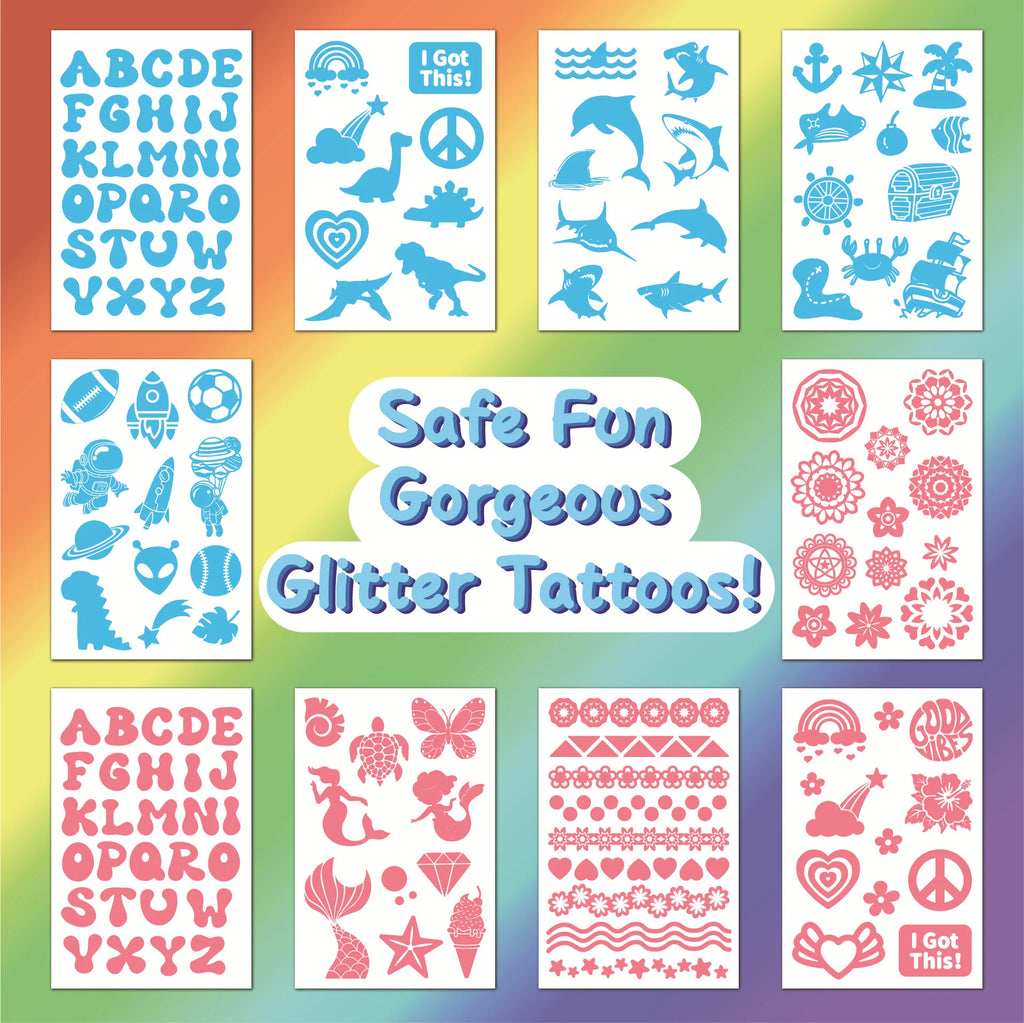 Kids Glitter Temporary Tattoo Kit | DIY Diamond Body Art Set Glitter Tattoo Kit QXL