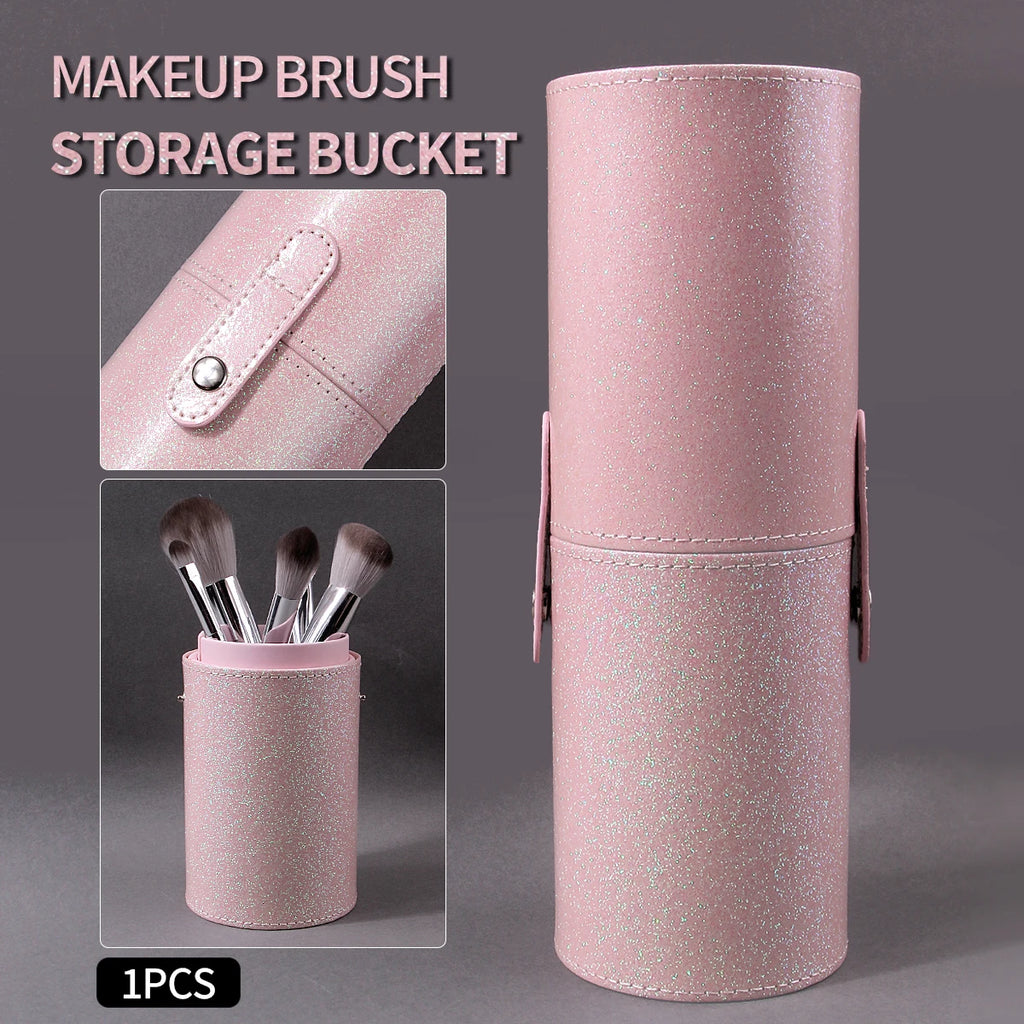 Glitter Pink Makeup Brush Holder | Cylinder Organizer 23cm Makeup Brush Holder QXL Pink