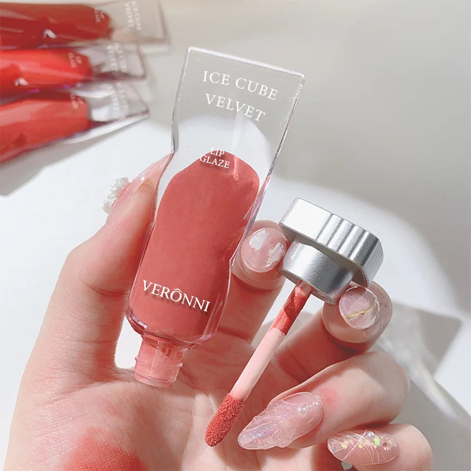 VERONNI Ice Velvet Metallic Lip Gloss | 16H Liquid Lipstick Liquid Lip Gloss QXL