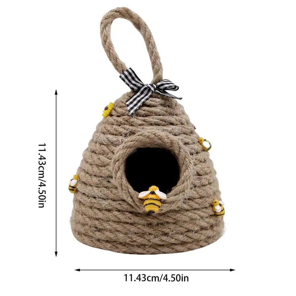 Handwoven Beehive Ornament | Rustic Honey Bee Figurine Decor Decorative Figurine QXL Ornaments