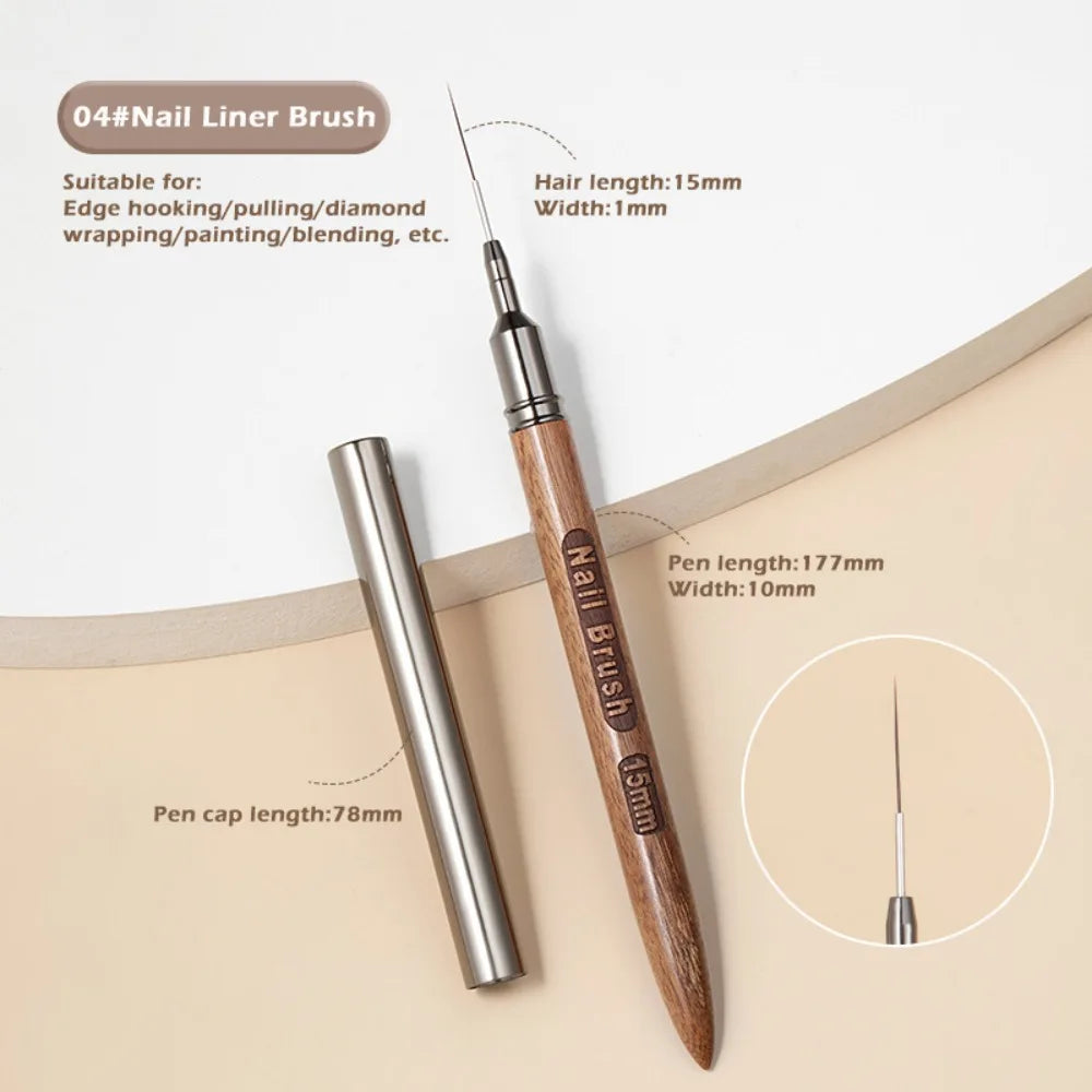 Sandalwood Nail Liner Brush | Fine Detail Art 6–18mm Nail Art Liner Brush QXL 15mm