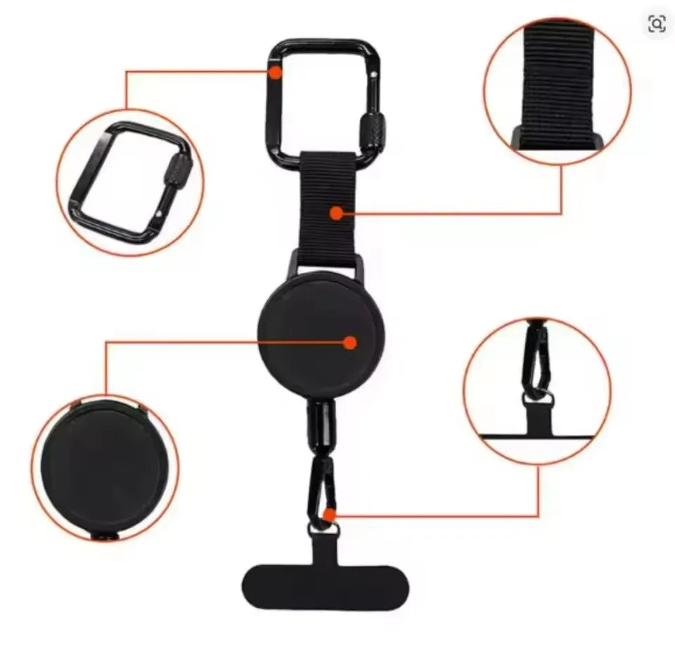 Retractable Phone Holder Lanyard & Carabiner Belt Clip Phone Holder Lanyard QXL