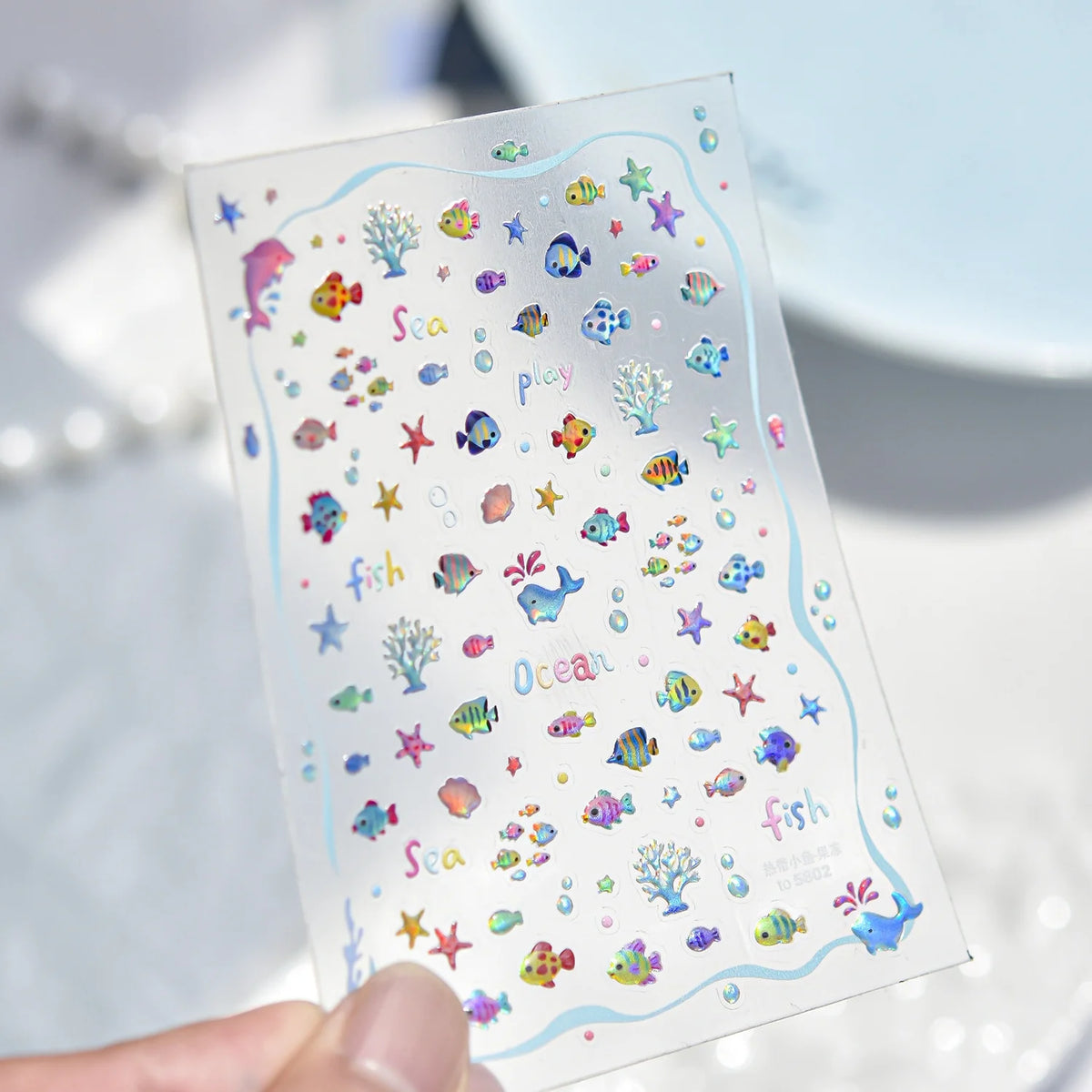 5D Ocean Nail Stickers – Jellyfish, Dolphin & Coral Decals Nail Art Stickers QXL
