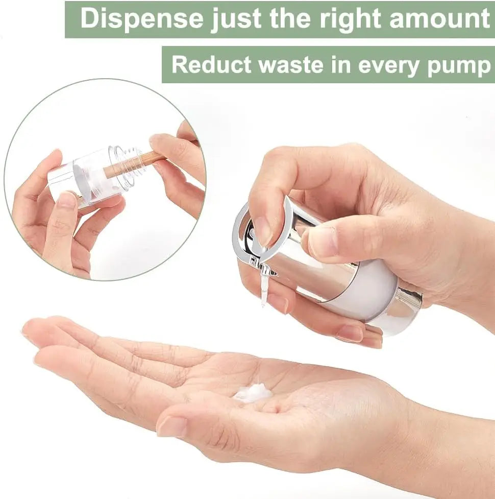 6-Pack 15ml Airless Pump Bottles | Refillable Vacuum Travel Set Airless Pump Bottle QXL