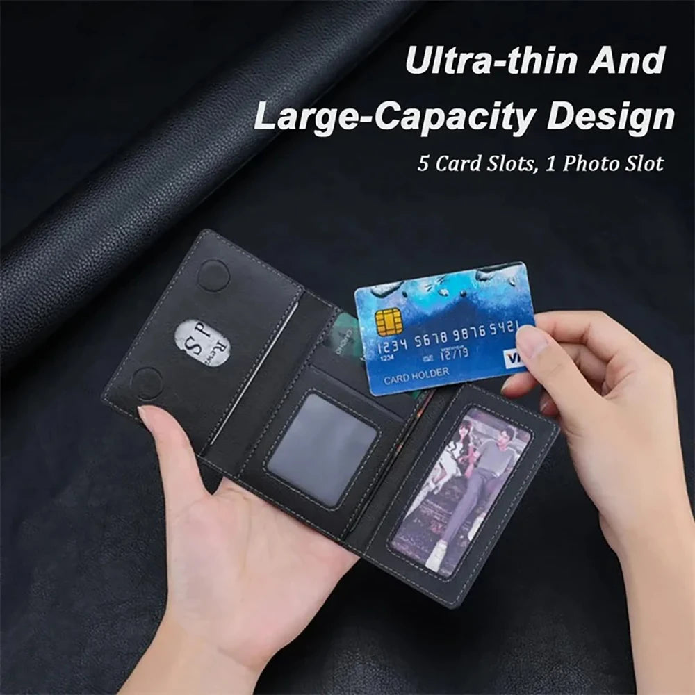 Magnetic PU Leather Business Card Holder Wallet – Unisex Business Card Holder QXL