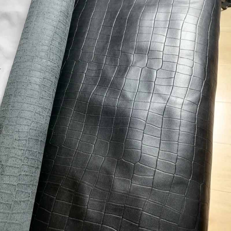 1mm Black Crocodile Grain Top-Grain Cowhide Leather Full Sheet Craft Leather Sheet QXL