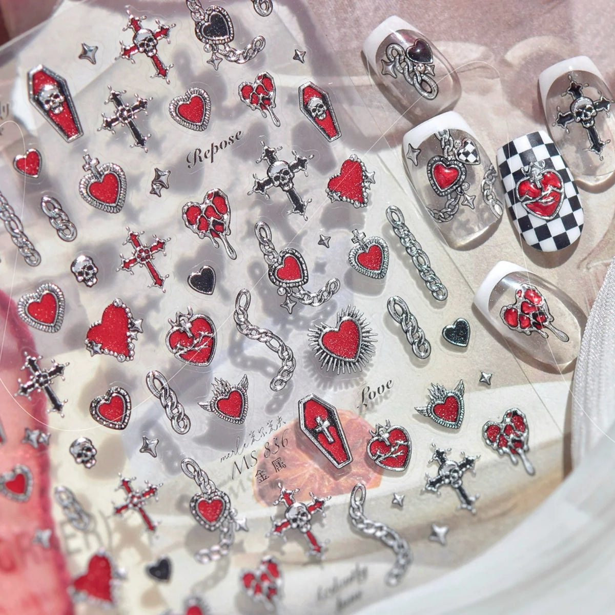 Retro Vintage 5D Nail Art Stickers | Rose Clock Angel Decals Nail Art Stickers QXL MS836
