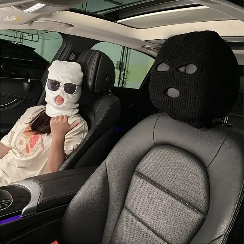 Funny Black & White Car Headrest Cover | Universal Fit Car Headrest Cover QXL