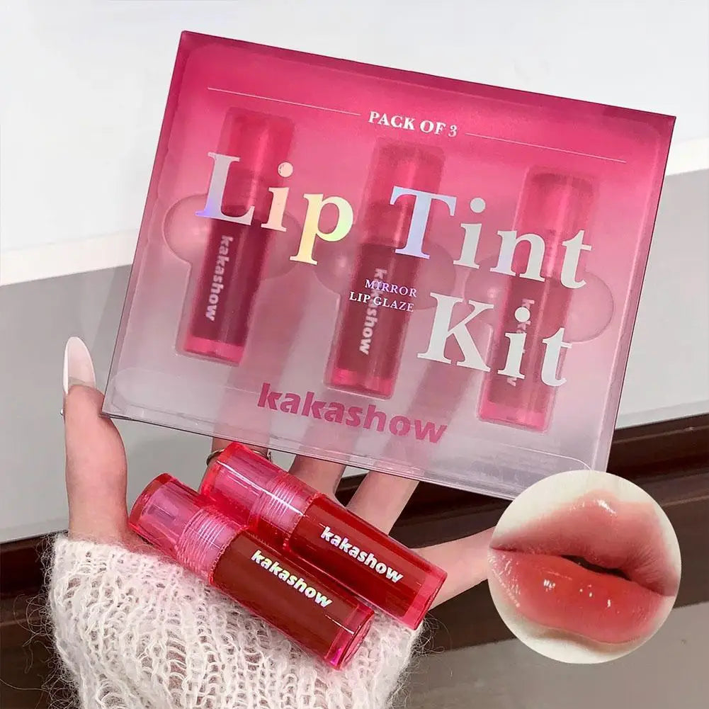 3-Piece Mirror Lip Gloss Set | Glossy Tint & Moisturizing Lip Gloss Set QXL