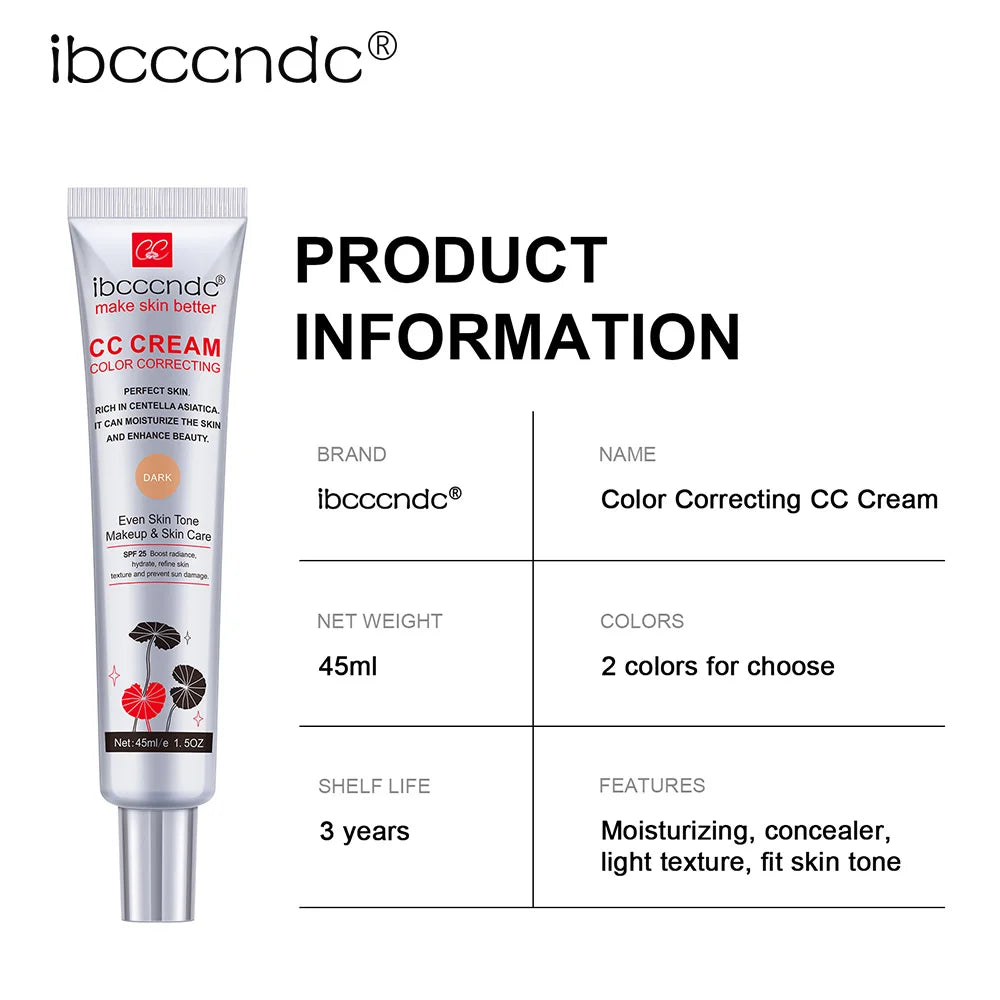 Centella Asiatica CC Cream | Color Correcting Foundation 45ml CC Cream Foundation QXL