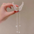 Butterfly Pearl Diamond Hair Claw Clip | Angel Wing Tassel Hair Claw Clip QXL Pearl Styles