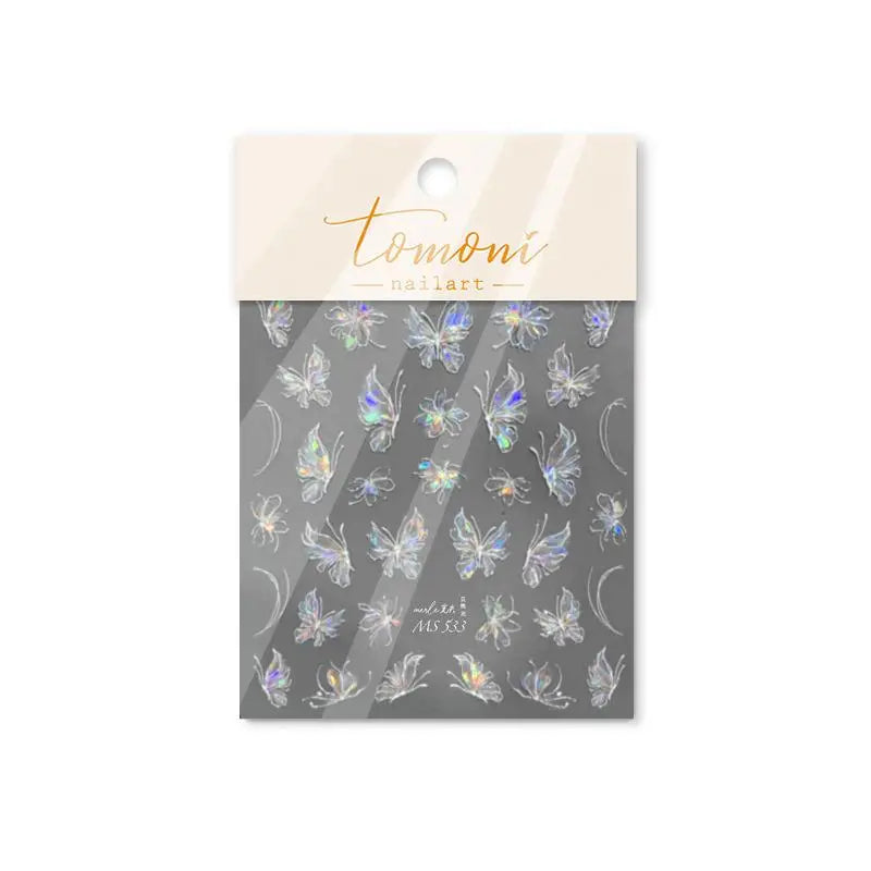 3D French Jelly Nail Stickers – Butterfly Star Moon Holographic Nail Art Stickers QXL A2