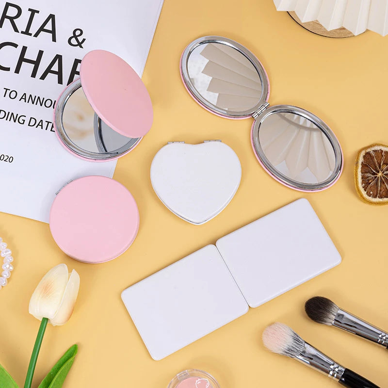 Heart-Shaped Dual-Sided Compact Makeup Mirror | HD Folding Compact Vanity Mirror QXL