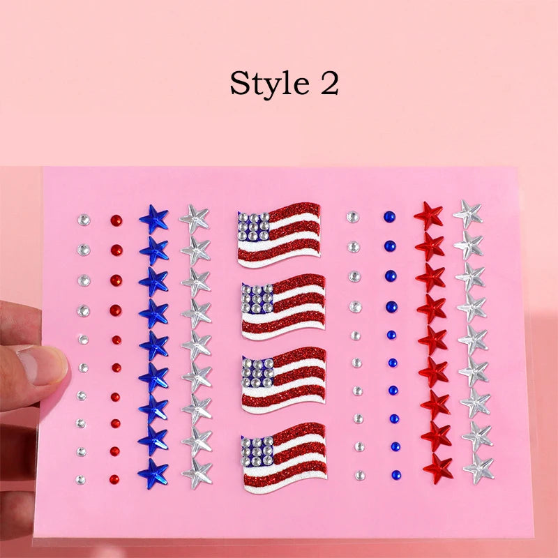 4th of July Gem Stickers – Red White Blue Star Temporary Tattoos Temporary Tattoo Stickers QXL Style 2