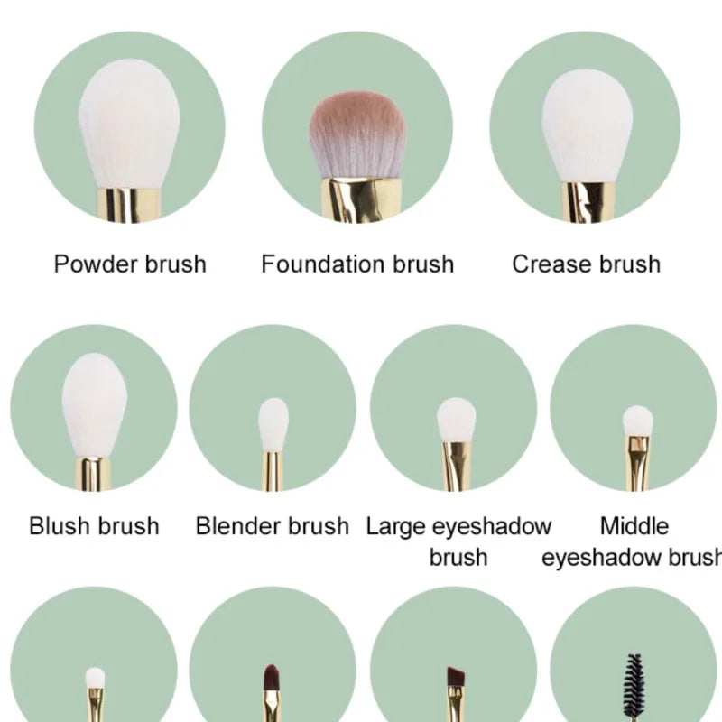 10-Pc Goat Hair Makeup Brush Set – Powder, Foundation & Blending Makeup Brush Set QXL