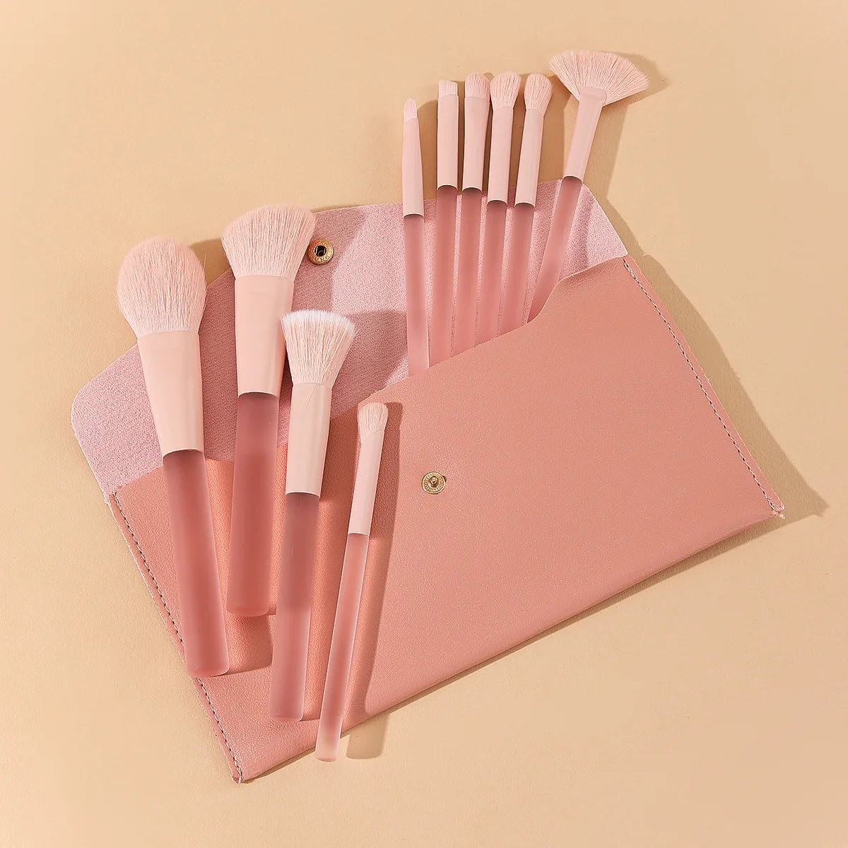 10-Piece Candy Makeup Brush Set | Powder, Eye & Lip Brushes Makeup Brush Set QXL Pink brush and bag China Mainland