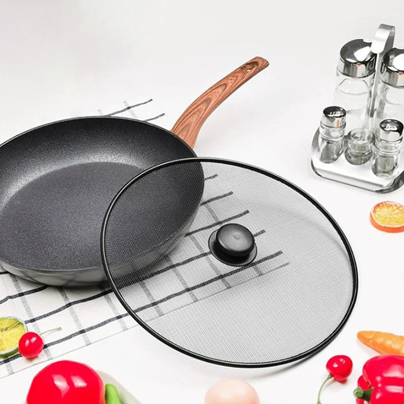 Black Fine Mesh Splatter Screen | Frying Pan Oil Guard Splatter Screen QXL