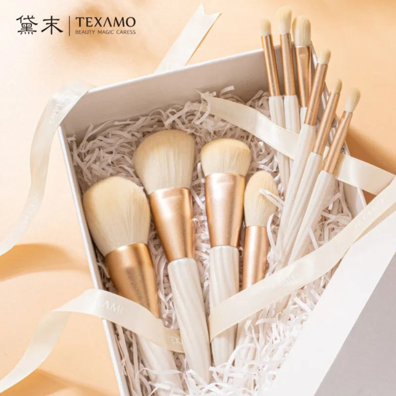 10-Piece Shell Pattern Makeup Brush Set | Gift Box Makeup Brush Set QXL