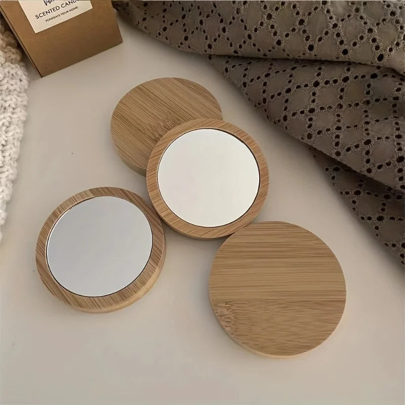 Compact Round Wooden Travel Mirror | Portable Handheld Mirror Portable Compact Mirror QXL