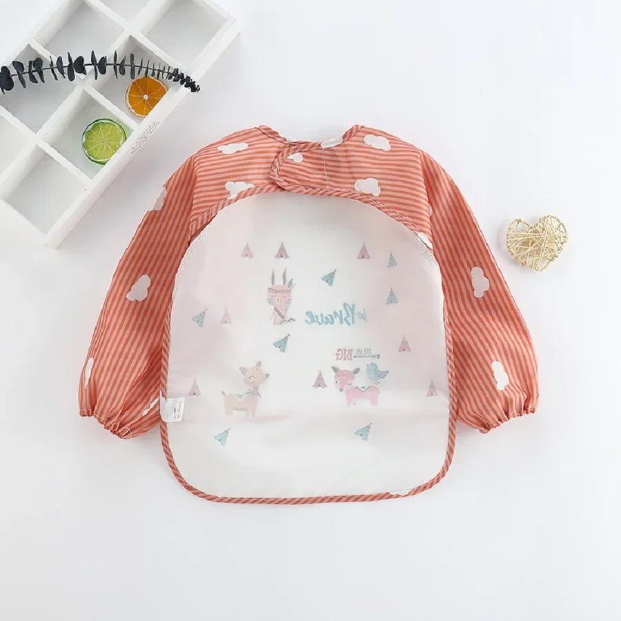 Waterproof Long-Sleeve Baby Smock Bib | Cartoon Animal 0–3Y Baby Smock Bib QXL