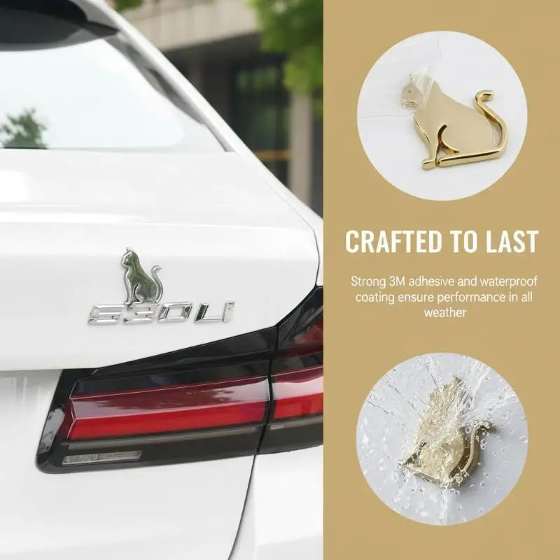 3D Metal Cat Car Emblem Sticker | Kitten Badge Decal Car Emblem Sticker QXL