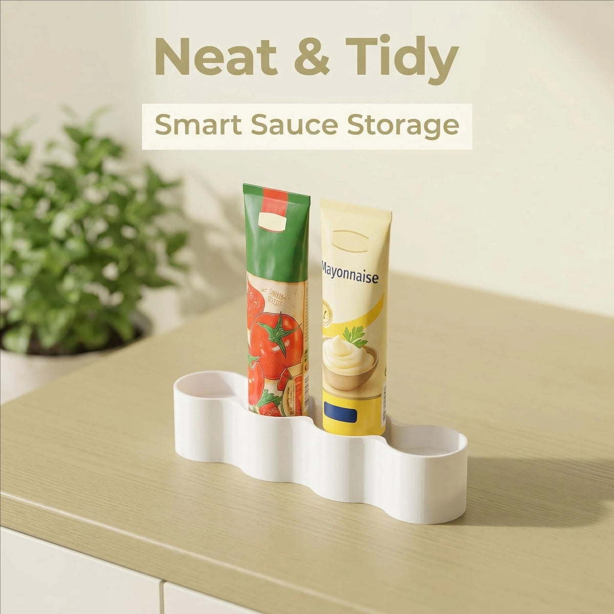 4-Slot Condiment Tube Holder for Fridge & Pantry | ABS Kitchen Tube Organizer QXL