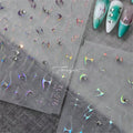 5D Star Chain Nail Art Stickers | Gold & Silver Rhinestone Decals