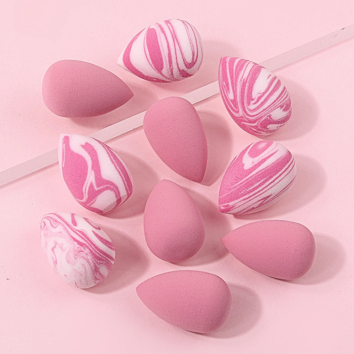KOSSHOW 10-Pack Mini Teardrop Makeup Sponges – Pink Puffs Makeup Sponge Set QXL