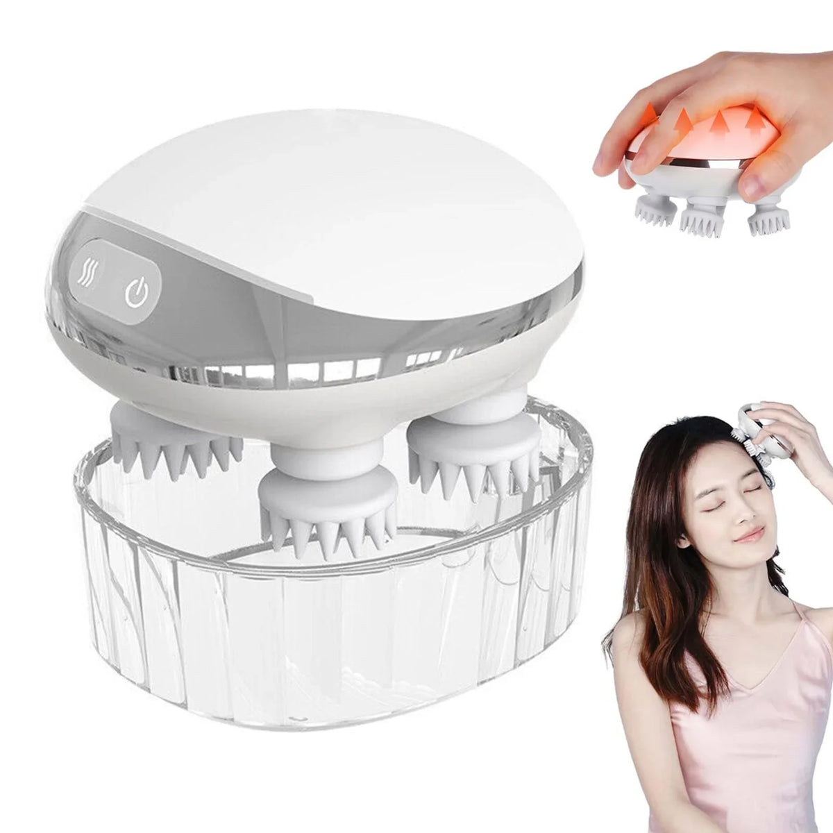 Waterproof Electric Scalp Massager | Hot Compress & Red Light Electric Scalp Massager QXL with base