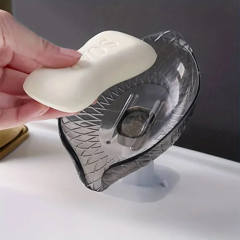 2-Pack Leaf Soap Dish with Suction Cup | Self-Draining Tray Soap Dish QXL