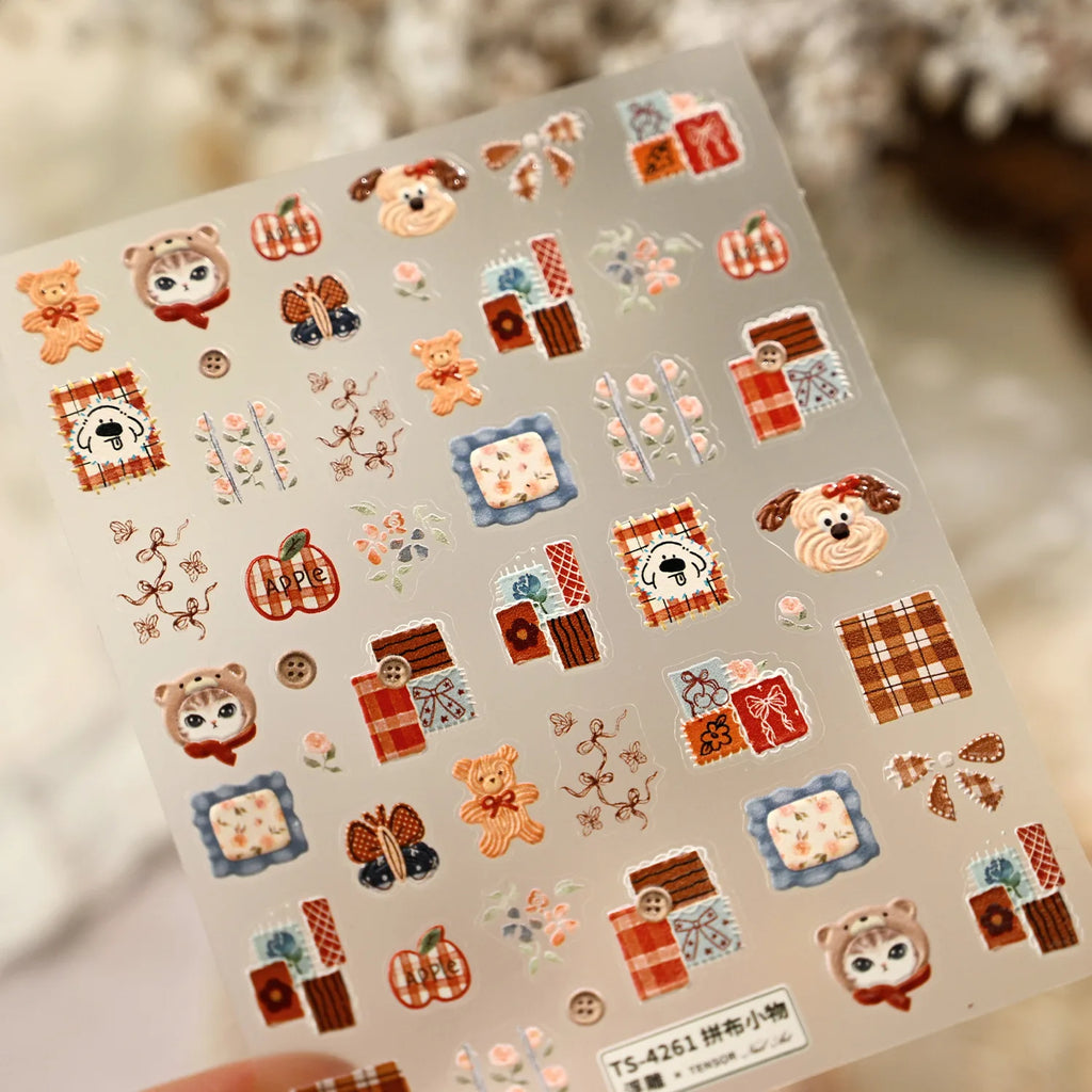 5D Kawaii Rabbit Nail Stickers | Embossed Cartoon Nail Art Decals Nail Art Stickers QXL TS-4261