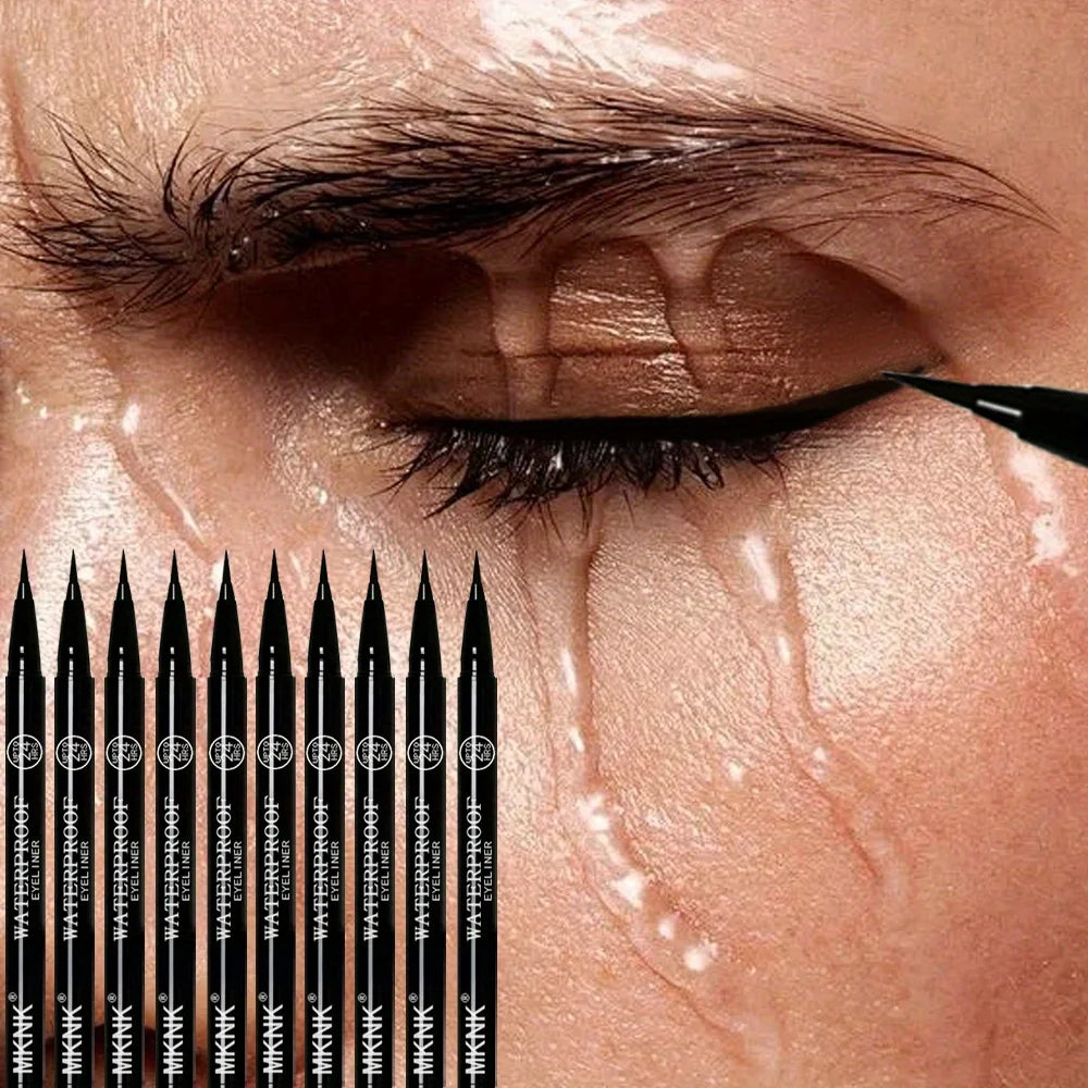 10-Pack Waterproof Black Liquid Eyeliner Pens | Long-Lasting Liquid Eyeliner Set QXL