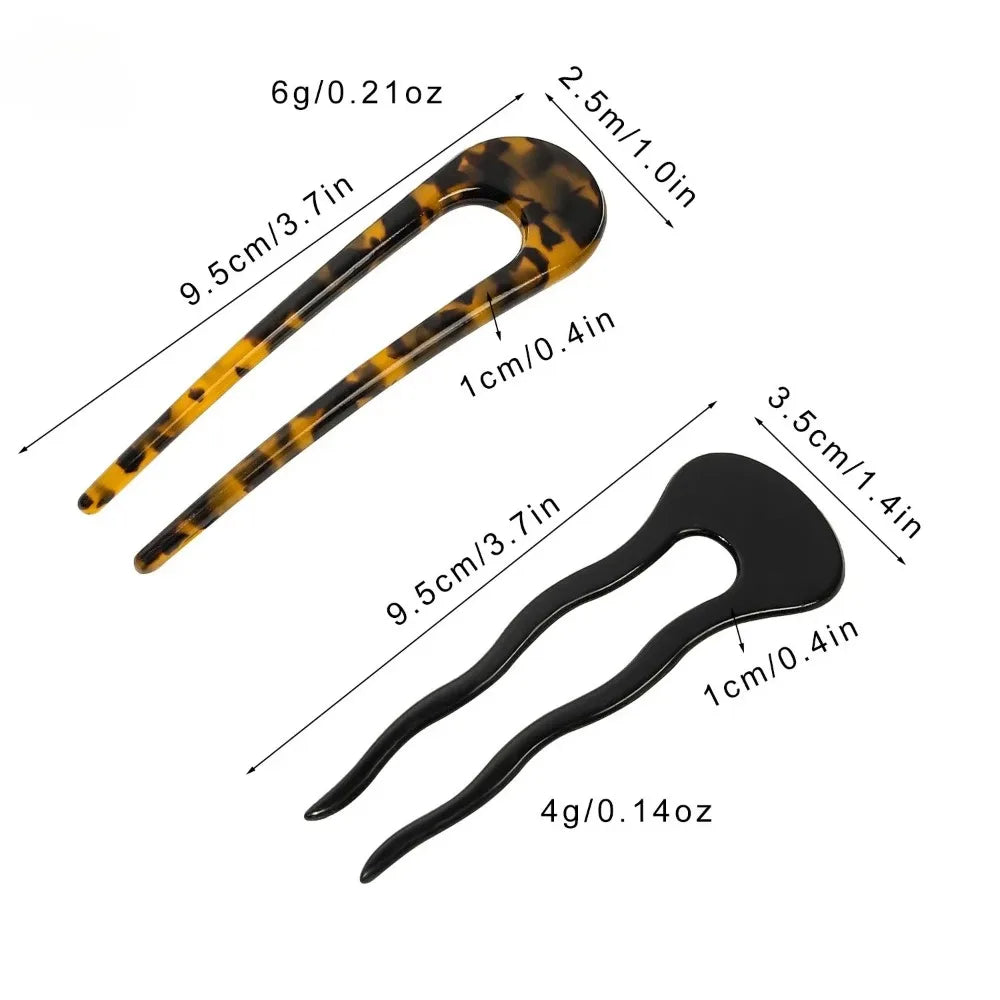 Acetate U-Shape Leopard Hairpin | Bun & Updo Clip 9.5cm Hair Clip QXL