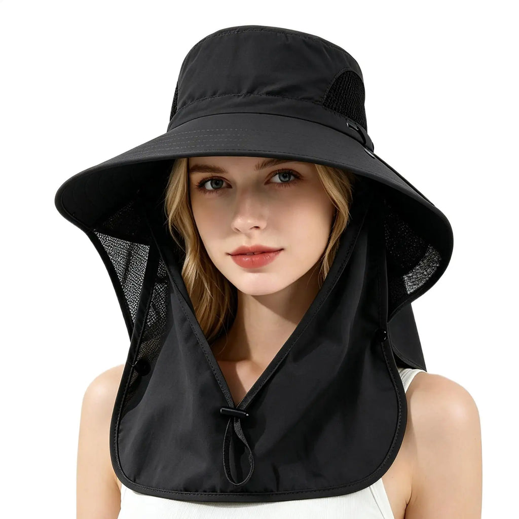 Wide Brim Fishing Sun Hat with Detachable Face Cover Wide Brim Sun Hat QXL