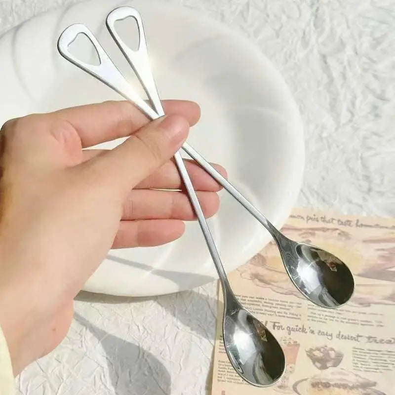 2-Pack Stainless Steel Long Handle Coffee & Dessert Spoons Long Handle Spoon QXL