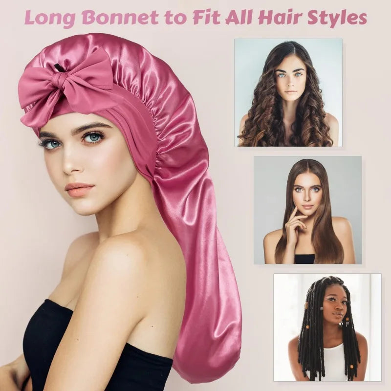 Women's XL Satin Sleep Cap & Elastic Hair Band – Night Cover Satin Sleep Cap QXL