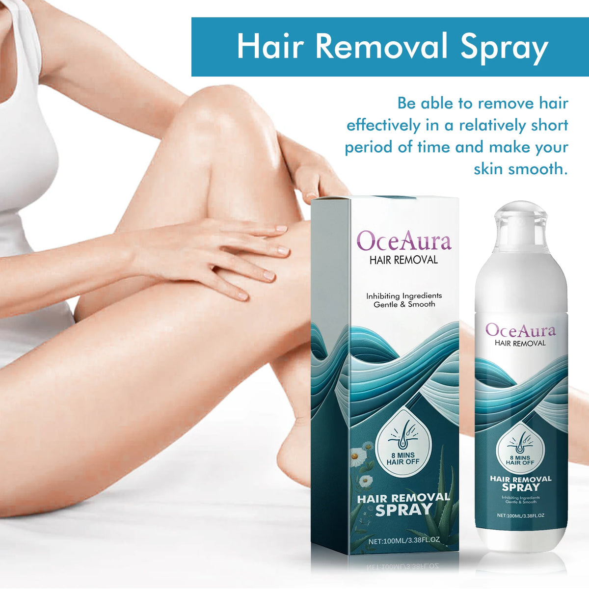OceAura Hair Removal Spray & Growth Inhibitor | Smooth Skin Depilatory Spray QXL