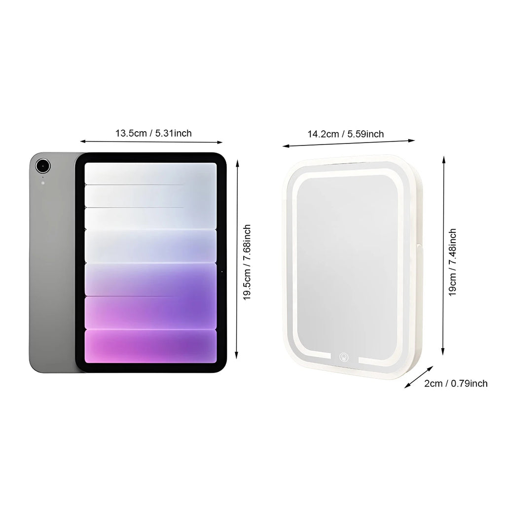 Portable LED Vanity Mirror Dimmable Touch Screen | Travel Mirror LED Makeup Mirror QXL