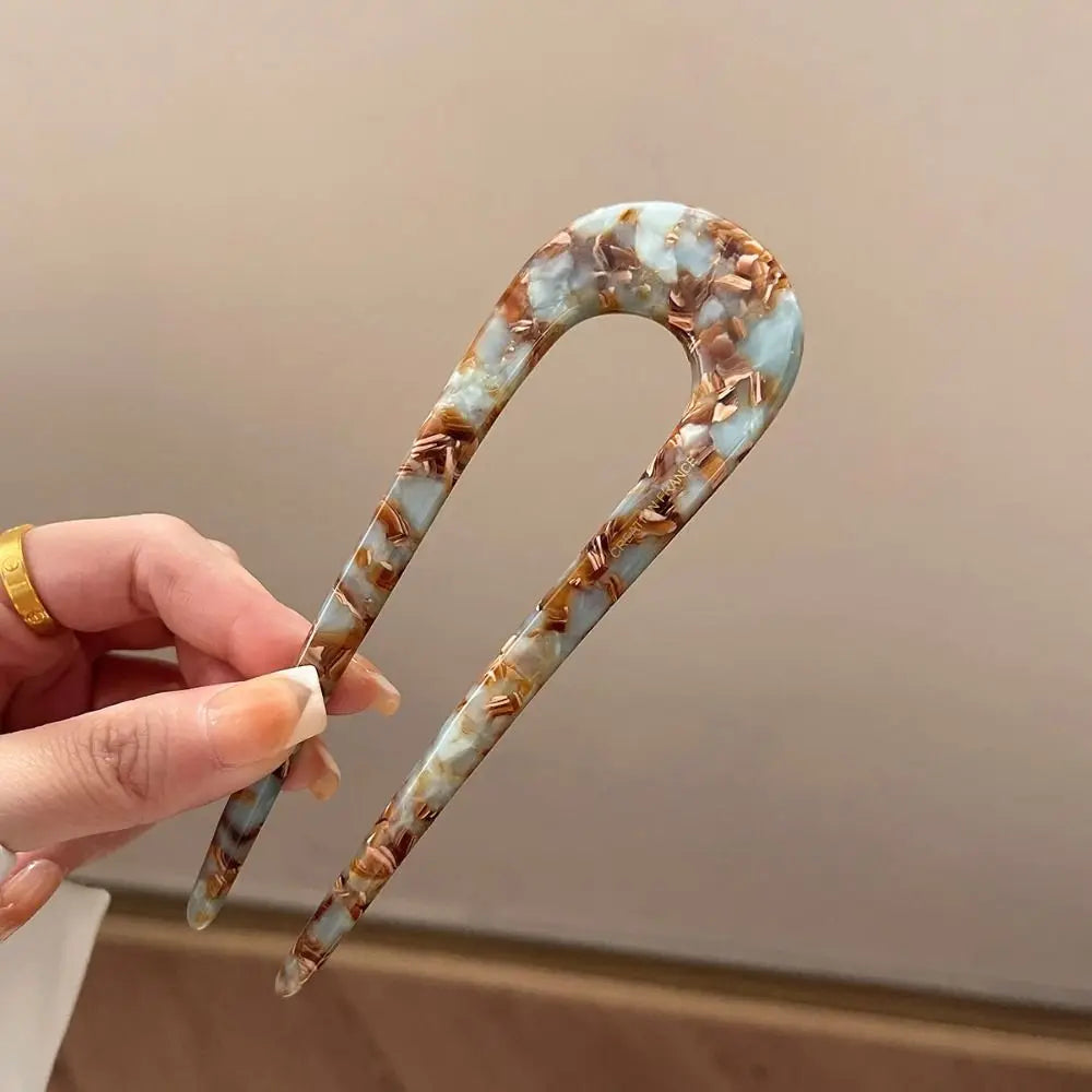 Acetate U-Shaped Hair Stick | Elegant Bun Fork for Women Hair Stick Fork QXL