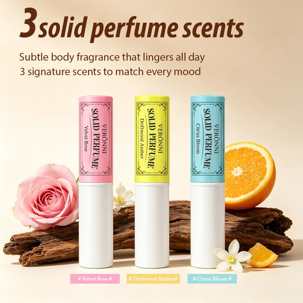 3-Pack Solid Perfume Sticks | Citrus Rose Woody Travel Balm Solid Perfume Balm QXL