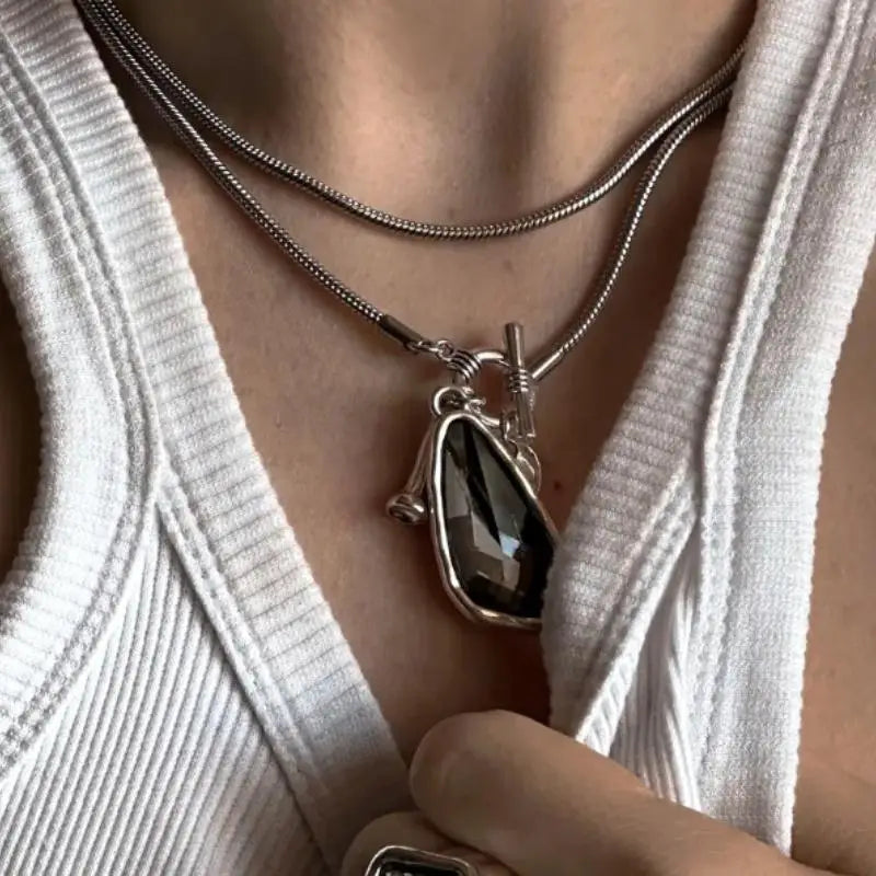 Long Crystal Pendant Sweater Necklace | Elegant Women's Gift Pendant Necklace QXL