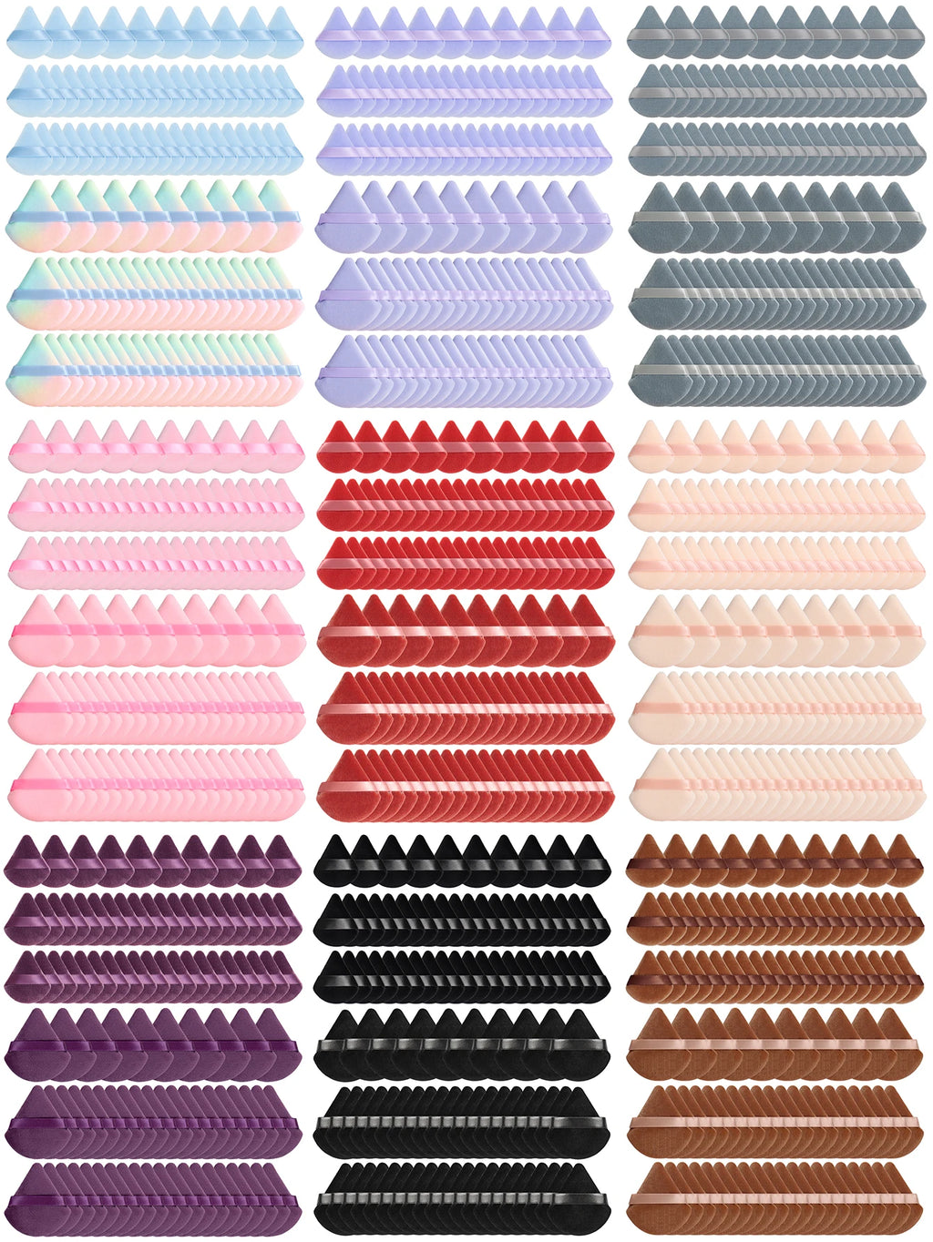 100-Pc Triangular Powder Puff Set | Large & Mini Makeup Sponges Makeup Powder Puff QXL