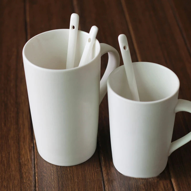 5-Pack White Ceramic Dessert Spoons | Tea, Coffee & Sugar Ceramic Spoon Set QXL