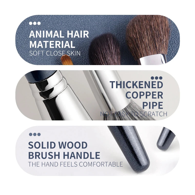 Ombré Galaxy Goat Hair Bronzer Blending Brush | Deep Blue Makeup Blending Brush QXL