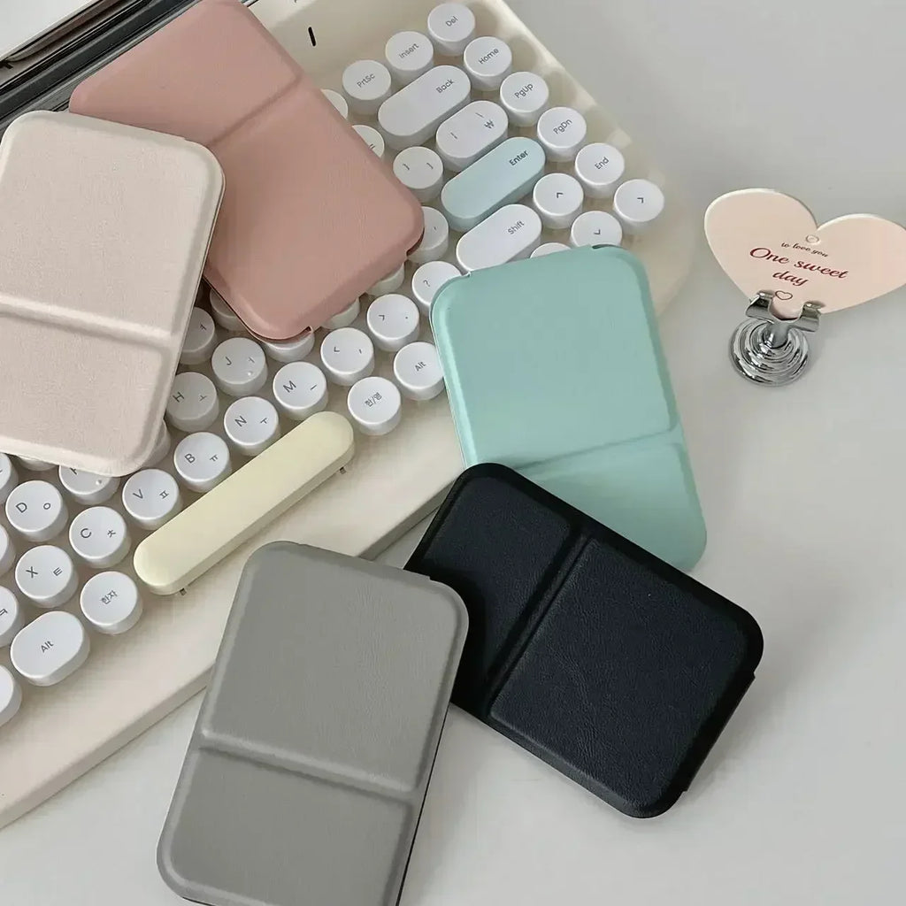 Foldable PU Leather Compact Makeup Mirror for Travel & Desk Compact Makeup Mirror QXL