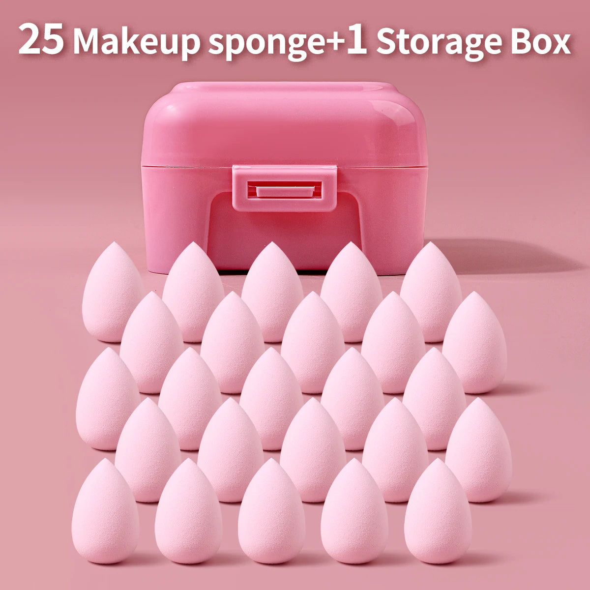26-Pc Mini Pink Makeup Sponges with Storage Box | KOSSHOW Makeup Sponge Set QXL