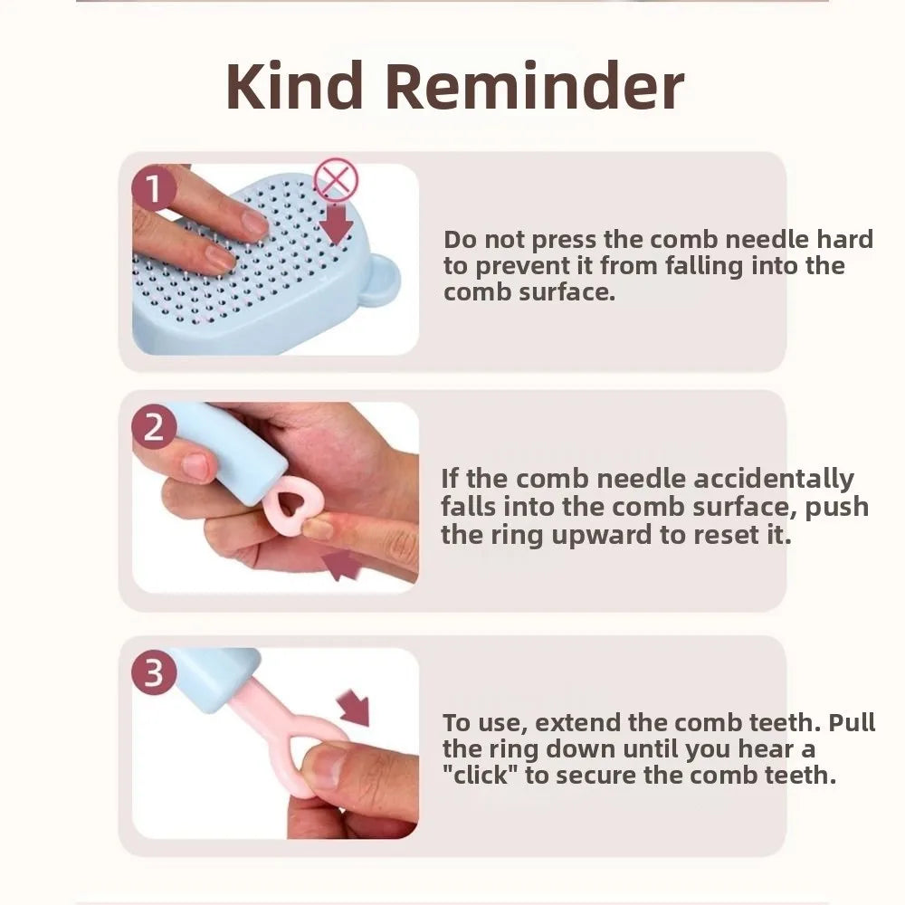 Self-Cleaning Retractable Hair Brush | Anti-Static Scalp Massager Scalp Massage Brush QXL
