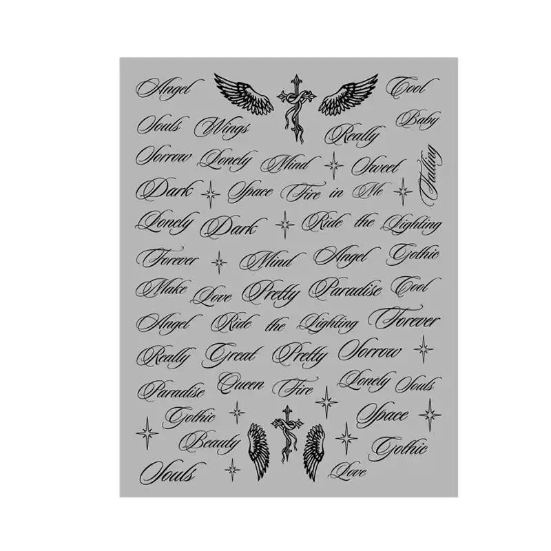 Holographic Y2K Nail Stickers – Angel Wings & Letter Designs Nail Art Stickers QXL A3
