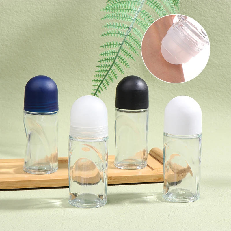 50ml Clear Glass Roll-On Bottle | Perfume & Essential Oil Glass Roller Bottle QXL