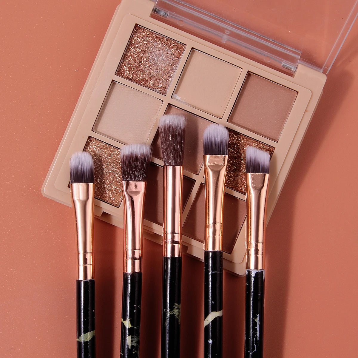 15-Pc Marble Makeup Brush Set with Sponge & Powder Puff Makeup Brush Set QXL